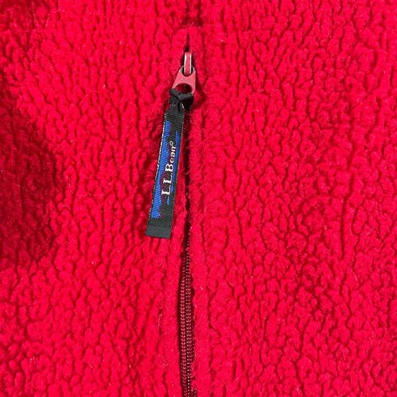 Vintage L.L Bean Men's Large Outdoors Red Sherpa Fleece Jacket Full Zip - Picture 4 of 14